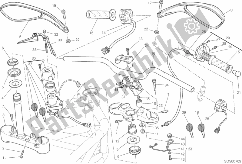 All parts for the Handlebar of the Ducati Monster 795-Thai 2013